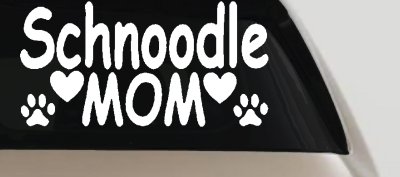 Schnoodle Mom with Dog Paw Prints Car or Truck Window Vinyl Decal Sticker