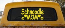 Schnoodle Mom with Dog Paw Prints Car or Truck Window Decal Sticker (Yellow)