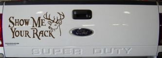 Show Me Your Rack Funny Deer Hunting Hunting Car or Truck Window Decal Sticker (Brown)