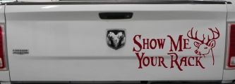 Show Me Your Rack Funny Deer Hunting Hunting Car or Truck Window Decal Sticker (Purple Red)