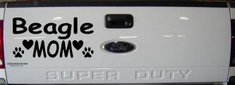 Beagle Mom With Dog Paw Prints Car or Truck Window Decal Sticker (Black)