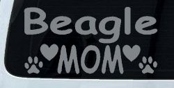 Beagle Mom With Dog Paw Prints Car or Truck Window Vinyl Decal Sticker (Telegrey)