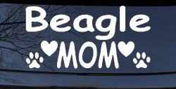 Beagle Mom With Dog Paw Prints Car or Truck Window Decal Sticker