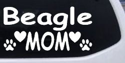Beagle Mom With Dog Paw Prints Car or Truck Window Decal Sticker