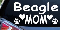 Beagle Mom With Dog Paw Prints Car or Truck Window Decal Sticker