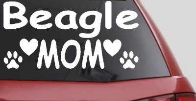 Beagle Mom With Dog Paw Prints Car or Truck Window Vinyl Decal Sticker
