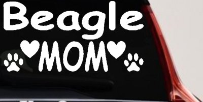Beagle Mom With Dog Paw Prints Car or Truck Window Vinyl Decal Sticker