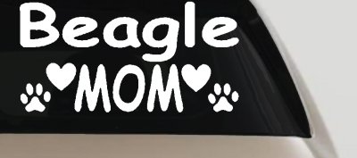Beagle Mom With Dog Paw Prints Car or Truck Window Vinyl Decal Sticker
