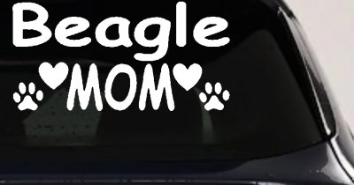 Beagle Mom With Dog Paw Prints Car or Truck Window Vinyl Decal Sticker