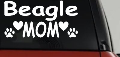 Beagle Mom With Dog Paw Prints Car or Truck Window Vinyl Decal Sticker