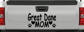 Great Dane Mom With Dog Paw Prints Car or Truck Window Decal Sticker (Black)