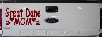 Great Dane Mom With Dog Paw Prints Car or Truck Window Decal Sticker (Burgundy)