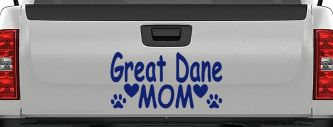 Great Dane Mom With Dog Paw Prints Car or Truck Window Decal Sticker (Navy)