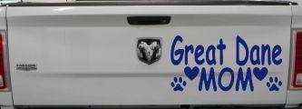 Great Dane Mom With Dog Paw Prints Car or Truck Window Decal Sticker (Navy)