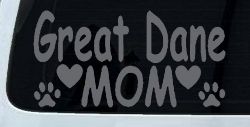 Great Dane Mom With Dog Paw Prints Car or Truck Window Vinyl Decal Sticker (Silver)