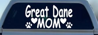 Great Dane Mom With Dog Paw Prints Car or Truck Window Decal Sticker