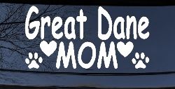 Great Dane Mom With Dog Paw Prints Car or Truck Window Decal Sticker