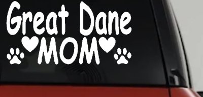 Great Dane Mom With Dog Paw Prints Car or Truck Window Vinyl Decal Sticker