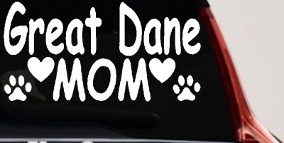 Great Dane Mom With Dog Paw Prints Car or Truck Window Vinyl Decal Sticker
