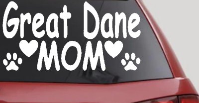 Great Dane Mom With Dog Paw Prints Car or Truck Window Vinyl Decal Sticker