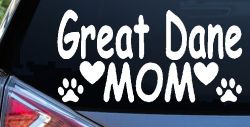 Great Dane Mom With Dog Paw Prints Car or Truck Window Decal Sticker