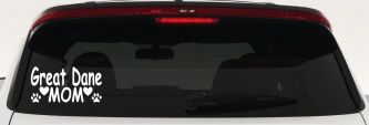 Great Dane Mom With Dog Paw Prints Car or Truck Window Vinyl Decal Sticker (White)