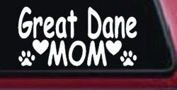 Great Dane Mom With Dog Paw Prints Car or Truck Window Decal Sticker