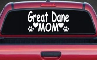 Great Dane Mom With Dog Paw Prints Car or Truck Window Decal Sticker