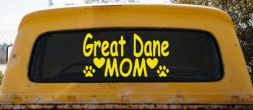 Great Dane Mom With Dog Paw Prints Car or Truck Window Decal Sticker (Yellow)