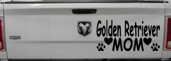 Golden Retriever Mom With Dog Paw Prints Car or Truck Window Decal Sticker (Black)