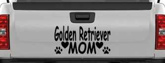 Golden Retriever Mom With Dog Paw Prints Car or Truck Window Vinyl Decal Sticker (Black)