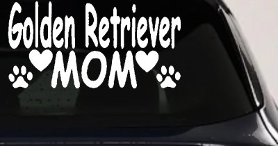 Golden Retriever Mom With Dog Paw Prints Car or Truck Window Vinyl Decal Sticker