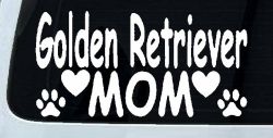 Golden Retriever Mom With Dog Paw Prints Car or Truck Window Decal Sticker