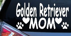Golden Retriever Mom With Dog Paw Prints Car or Truck Window Decal Sticker