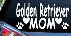 Golden Retriever Mom With Dog Paw Prints Car or Truck Window Decal Sticker
