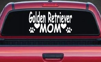 Golden Retriever Mom With Dog Paw Prints Car or Truck Window Decal Sticker