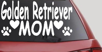 Golden Retriever Mom With Dog Paw Prints Car or Truck Window Vinyl Decal Sticker