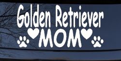 Golden Retriever Mom With Dog Paw Prints Car or Truck Window Decal Sticker