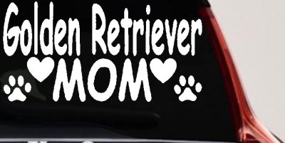 Golden Retriever Mom With Dog Paw Prints Car or Truck Window Vinyl Decal Sticker