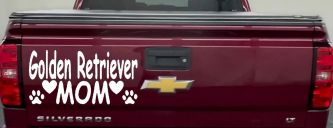 Golden Retriever Mom With Dog Paw Prints Car or Truck Window Vinyl Decal Sticker (White)