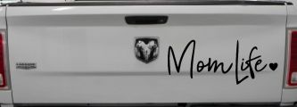 Mom Life with Heart Car or Truck Window Decal Sticker (Black)