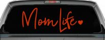 Mom Life with Heart Car or Truck Window Decal Sticker (Orange Red)