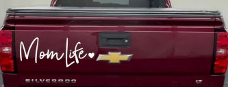 Mom Life with Heart Car or Truck Window Decal Sticker (White)