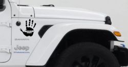 2-Pack Jeep Wave (1 Right, 1 Left Handed) Jeep Grill in Muddy Waving Hand Print Off Road Car or Truck Window Vinyl Decal Sticker (Black)