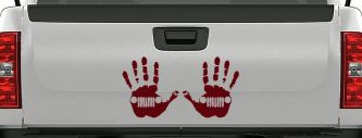 2-Pack Jeep Wave (1 Right, 1 Left Handed) Jeep Grill in Muddy Waving Hand Print Off Road Car or Truck Window Vinyl Decal Sticker (Purple Red)