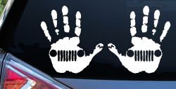 2-Pack Jeep Wave (1 Right, 1 Left Handed) Jeep Grill in Muddy Waving Hand Print Off Road Car or Truck Window Decal Sticker