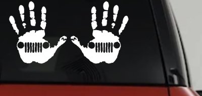 2-Pack Jeep Wave (1 Right, 1 Left Handed) Jeep Grill in Muddy Waving Hand Print Off Road Car or Truck Window Vinyl Decal Sticker