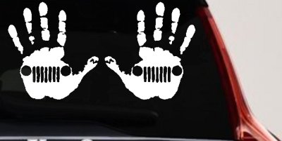 2-Pack Jeep Wave (1 Right, 1 Left Handed) Jeep Grill in Muddy Waving Hand Print Off Road Car or Truck Window Vinyl Decal Sticker
