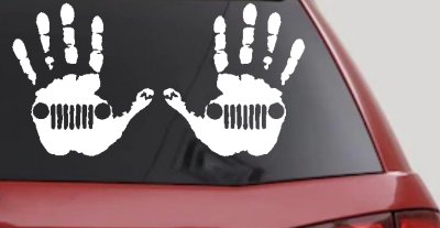 2-Pack Jeep Wave (1 Right, 1 Left Handed) Jeep Grill in Muddy Waving Hand Print Off Road Car or Truck Window Vinyl Decal Sticker