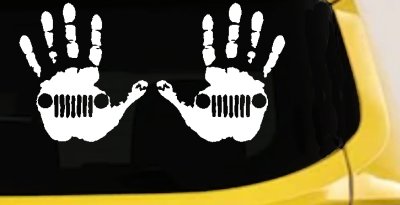 2-Pack Jeep Wave (1 Right, 1 Left Handed) Jeep Grill in Muddy Waving Hand Print Off Road Car or Truck Window Vinyl Decal Sticker